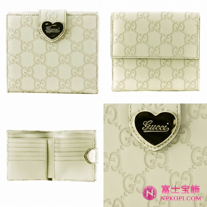 GUCCI/グッチ 2012年春夏HEARTグッチシマGG柄ハートディテール2つ折りコンパクト財布 203549 AA61G 9022 